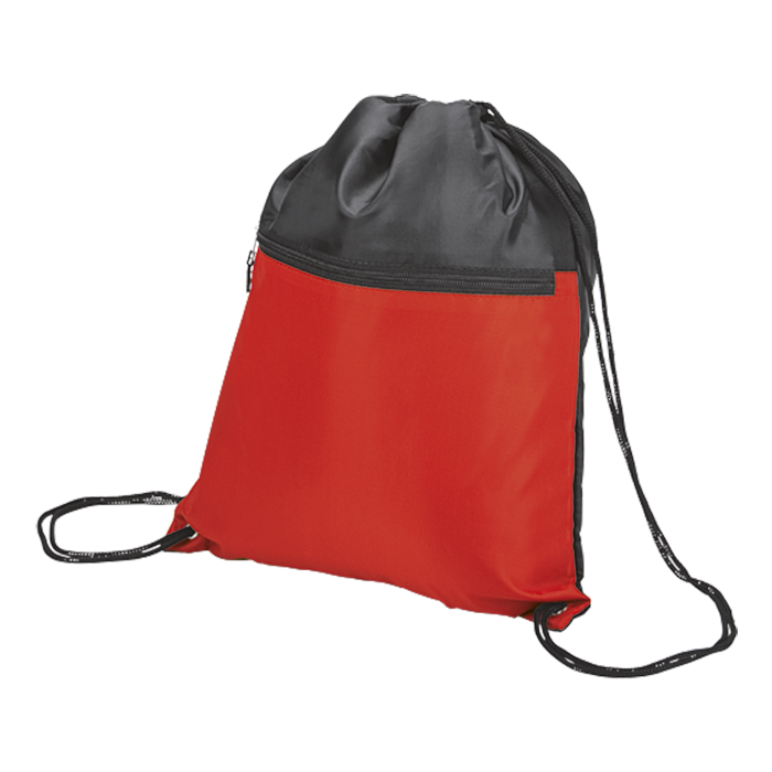 Drawstring Sport Bag with Zip Pocket 210D