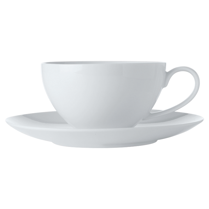 White Basics Coupe Breakfast Cup and Saucer 400ml