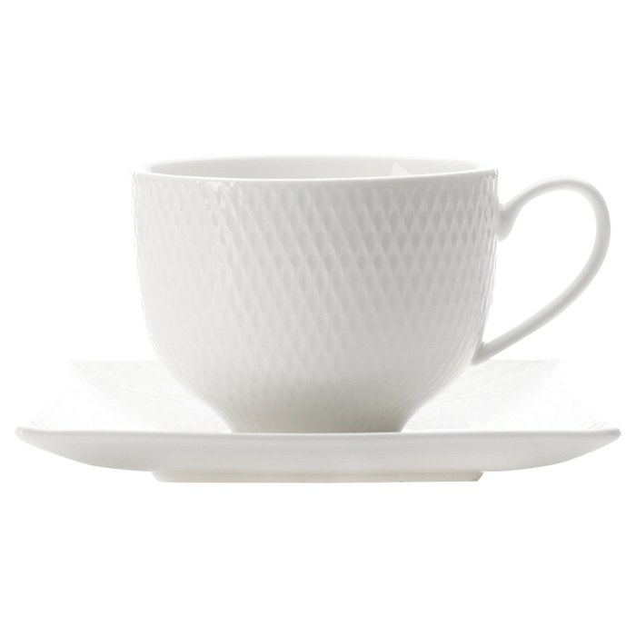 White Basics Diamonds Square Cup and Saucer 220ml