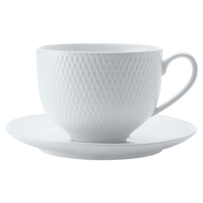 White Basics Diamonds Tea Cup and Saucer 220ml