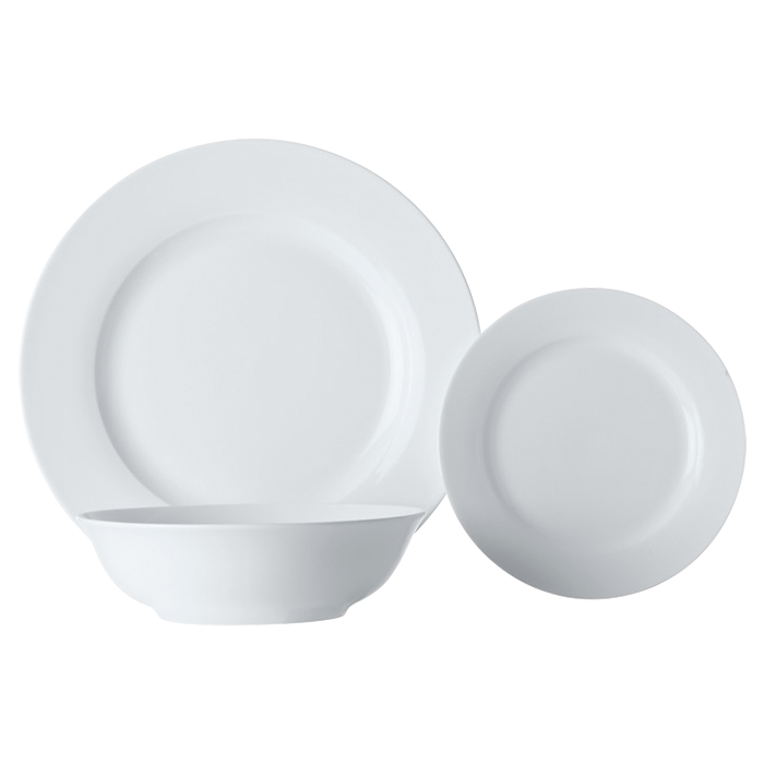 White Basics European Rim Dinner Set 12 Piece