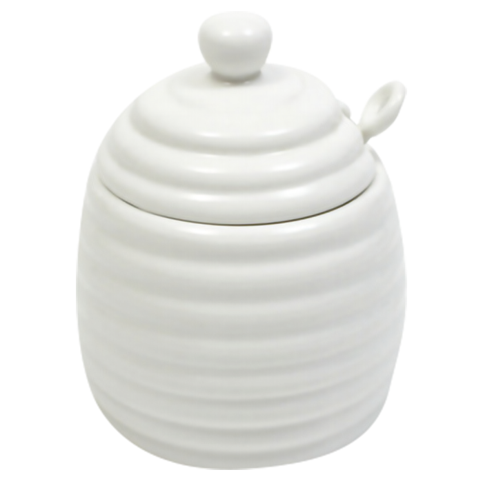 White Basics Honey Pot With Spoon