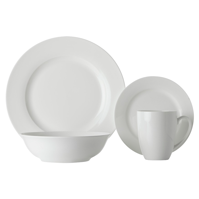 White Basics Soho Rim Dinner Set 16 Piece