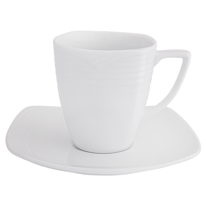 Arctic White Square Tall Cup and Saucer