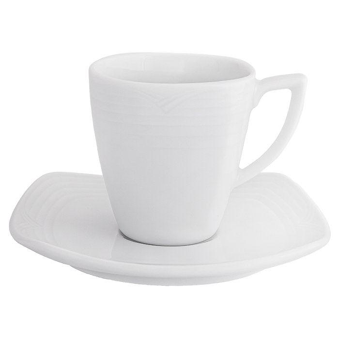 Arctic White Sqaure Espresso Cup and Saucer