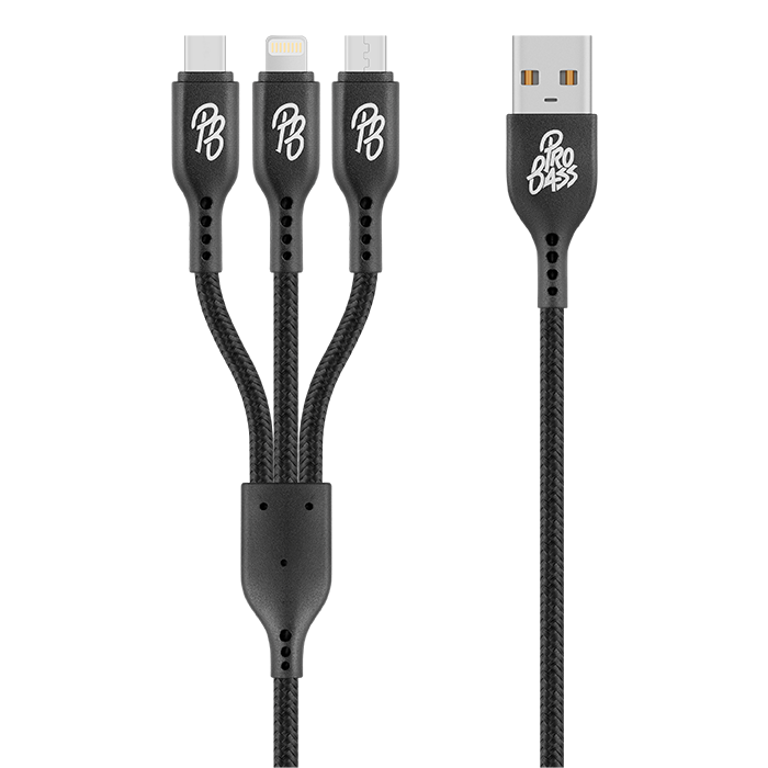 Pro Bass Braided 3 in 1 Charge Cable