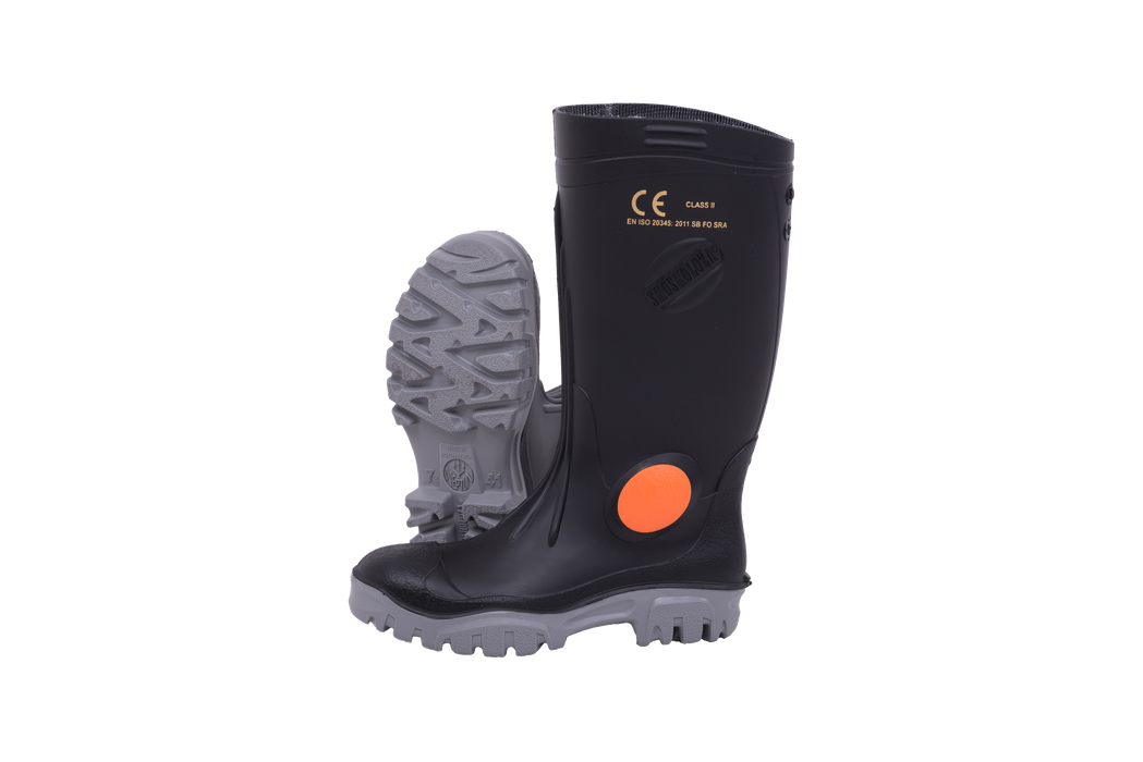 Stimela Gumboot Black Grey Steel Toe Cap