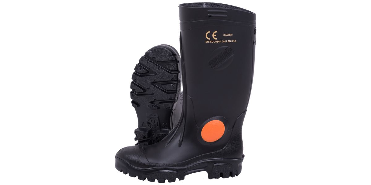 Stimela Gumboot Black Black + Steel Toe Cap Gumboot — Inddist