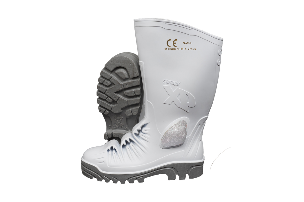 Stimela XP Gumboot White Grey  Steel Toe + Midsole + Metatarsal Protector